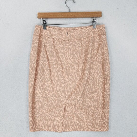 Ann Taylor LOFT Skirt Womens 8 Pink Tan Cotton Blend Pencil Knee Length NEW - Picture 6 of 10